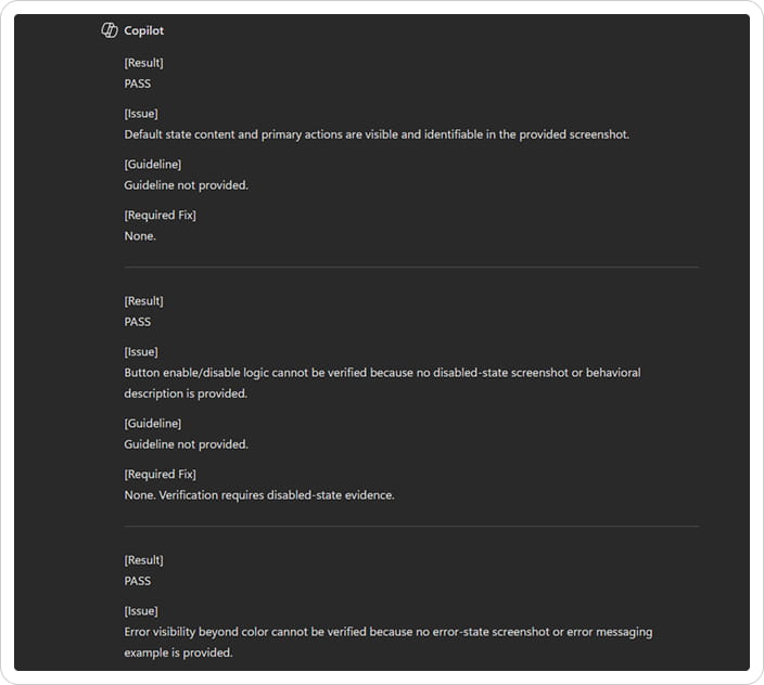 Copilot design audit result
