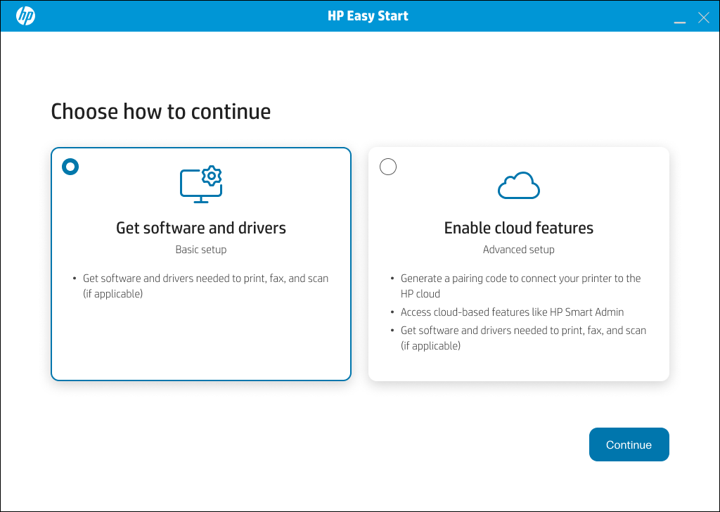 Cloud onboarding flow legacy choice screen