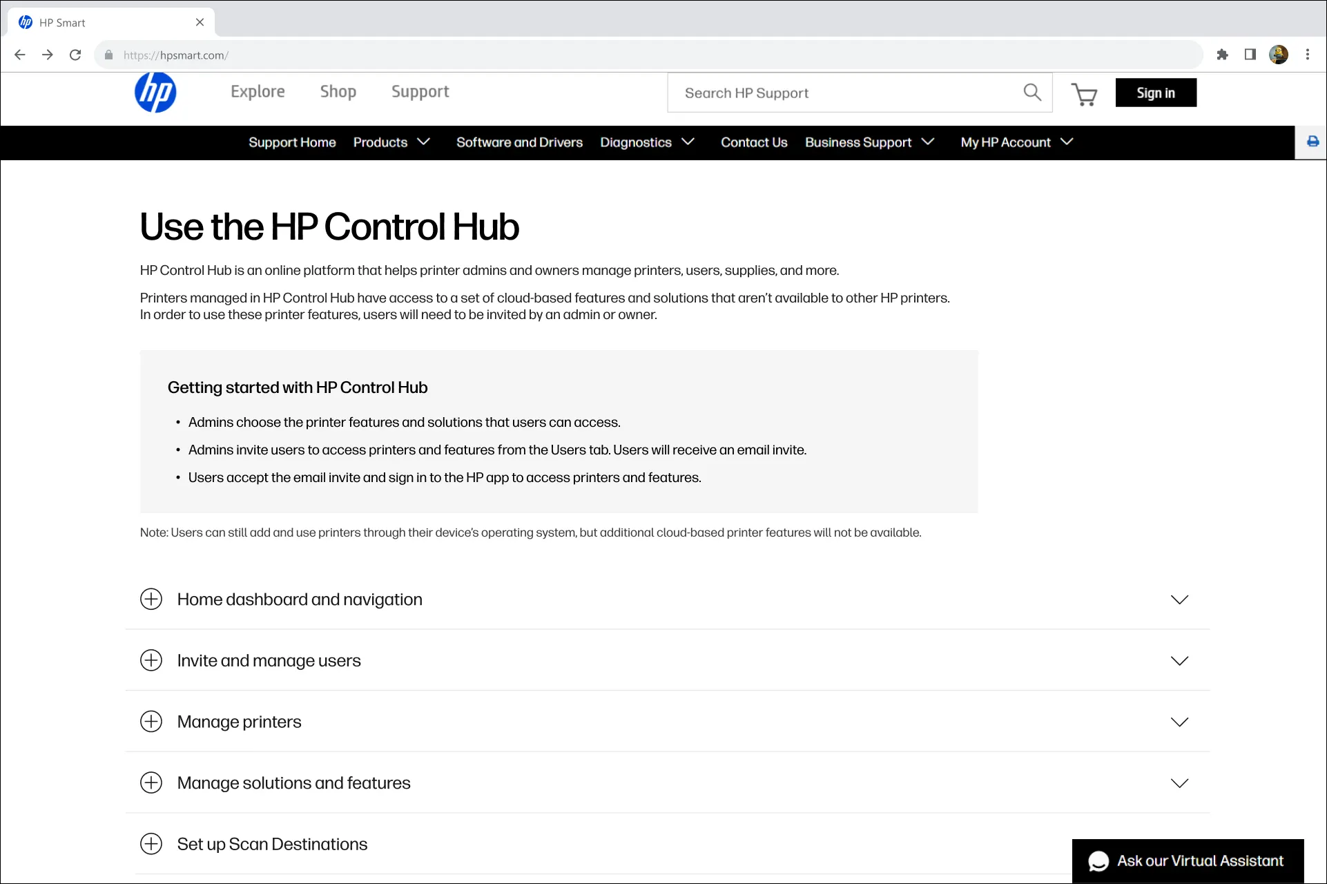 Get software page before